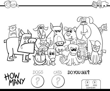 Kediler ve köpekler oyunu renkli kitap sayma