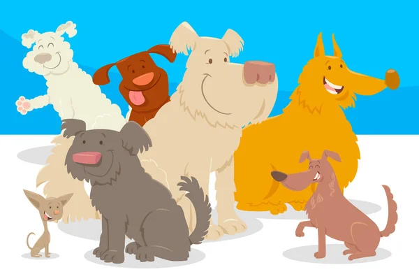 Cani e cuccioli gruppo di personaggi dei cartoni animati — Vettoriale Stock