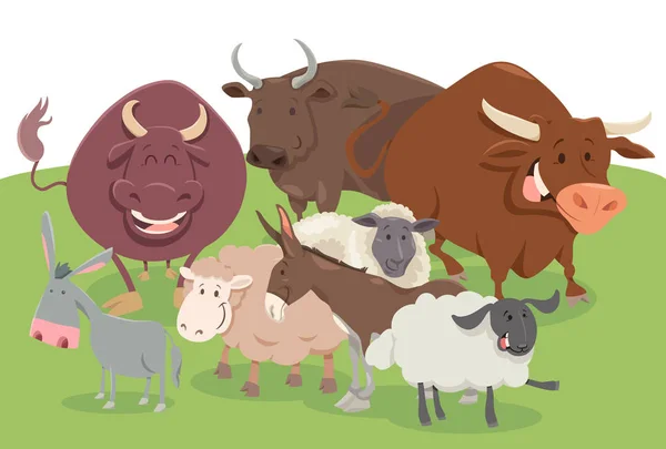 Fumetti fattoria animali personaggi gruppo — Vettoriale Stock
