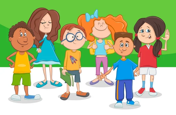 Grappige cartoon kinderen tekens groep — Stockvector