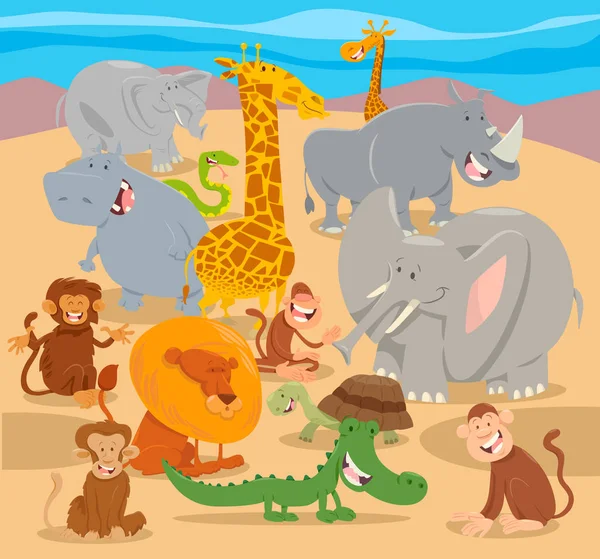Safari animales salvajes personajes de dibujos animados — Archivo Imágenes Vectoriales