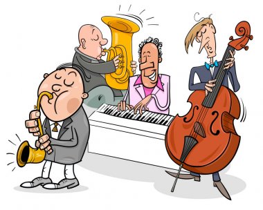 musicians characters playing jazz music clipart