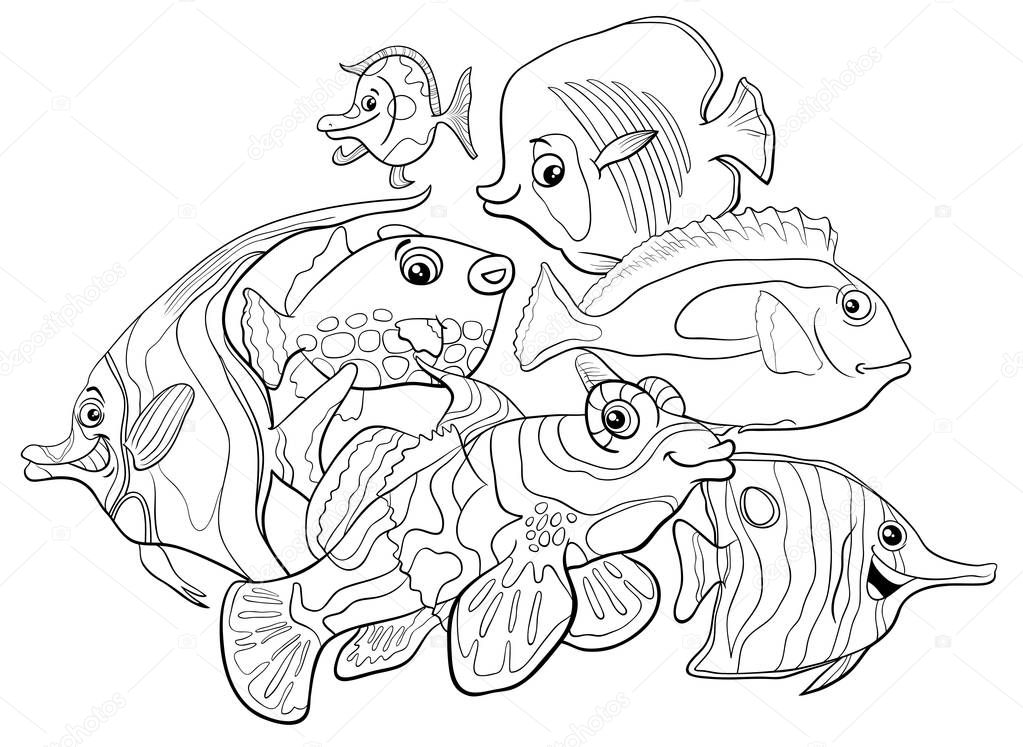 tropical fish animal characters coloring book