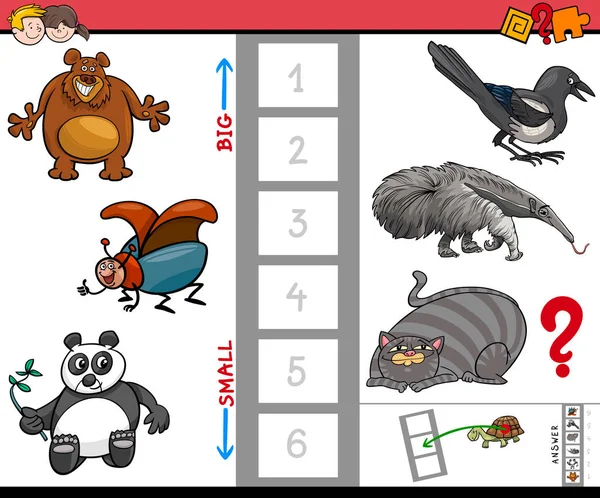 Grand et petit animaux jeu éducatif pour les enfants — Image vectorielle