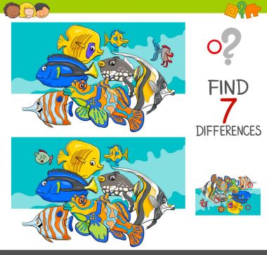 Balık hayvan karakterlerle farkları bulun