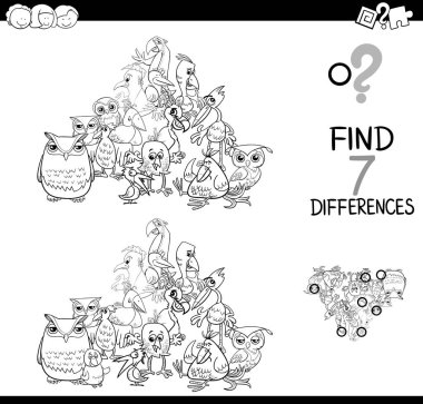 kuş hayvan boyama ile farklılıklar oyunu