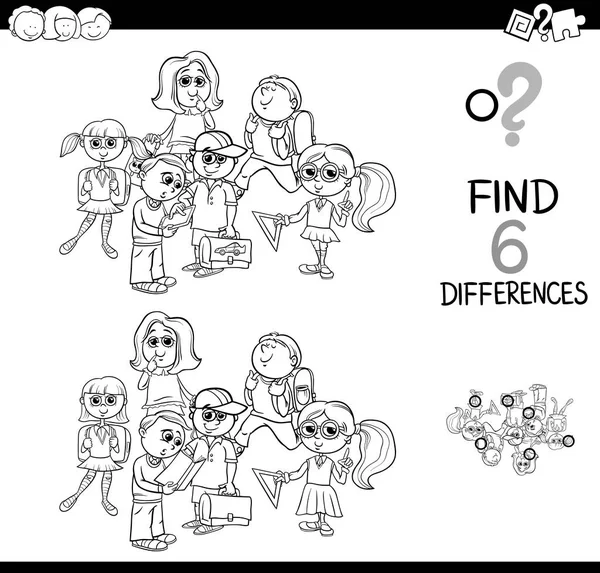 差异游戏与学校的孩子着色 — 图库矢量图片