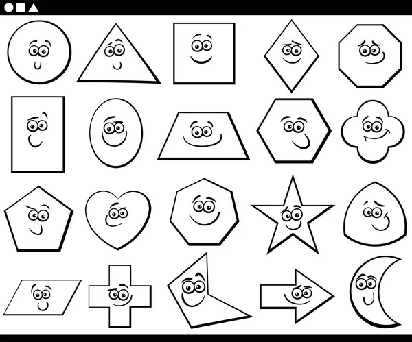 Zwart-wit cartoon geometrische basisvormen — Stockvector