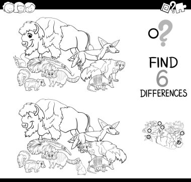 vahşi hayvanlar boyama ile farklılıklar oyunu