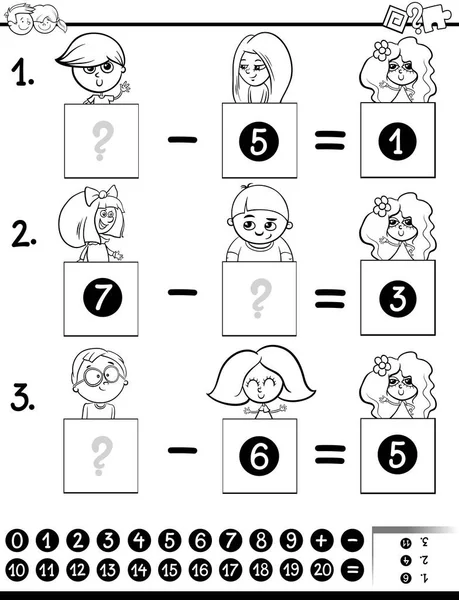 Soustraction livre de couleurs de jeu éducatif avec les enfants Graphismes Vectoriels