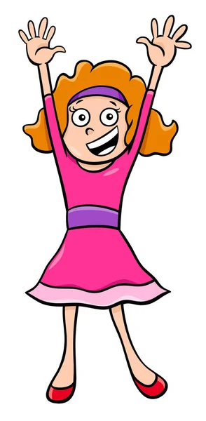 Mädchenfigur auf einer Party Cartoon-Illustration — Stockvektor