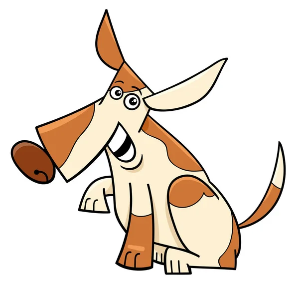 Divertido manchado perro de dibujos animados personaje cómico — Vector de stock