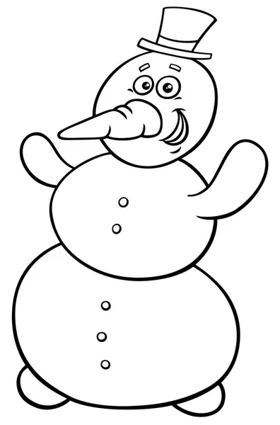 Χαρούμενος χιονάνθρωπος γελοιογραφία χρωματίζοντας βιβλίο — Διανυσματικό Αρχείο