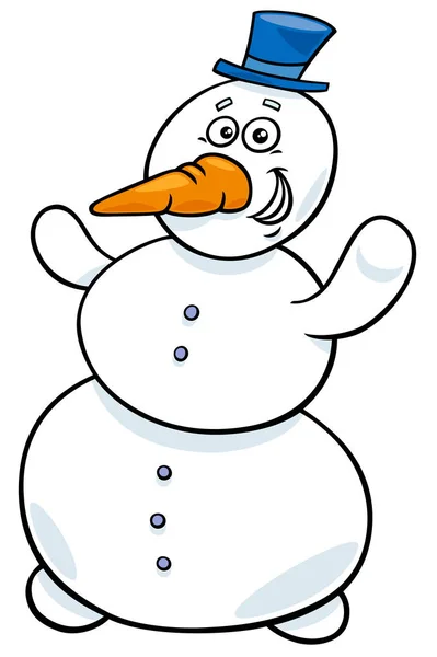 Happy snowman character cartoon illustration — Stock Vector