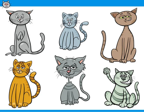 Desenhos animados engraçados personagens de gatos conjunto —  Vetores de Stock