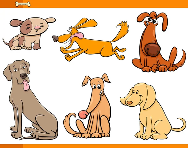 Komik köpekler karikatür karakter kümesi — Stok Vektör