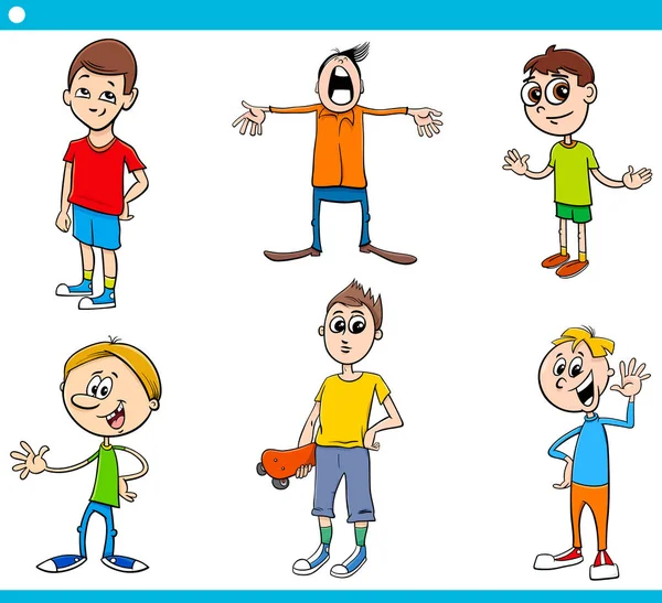 Fiú gyermekek karakter cartoon készlet — Stock Vector
