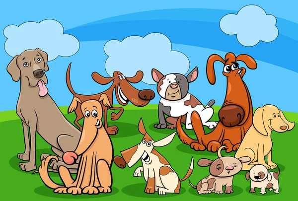 Grupo de personajes de perro ilustración de dibujos animados — Vector de stock