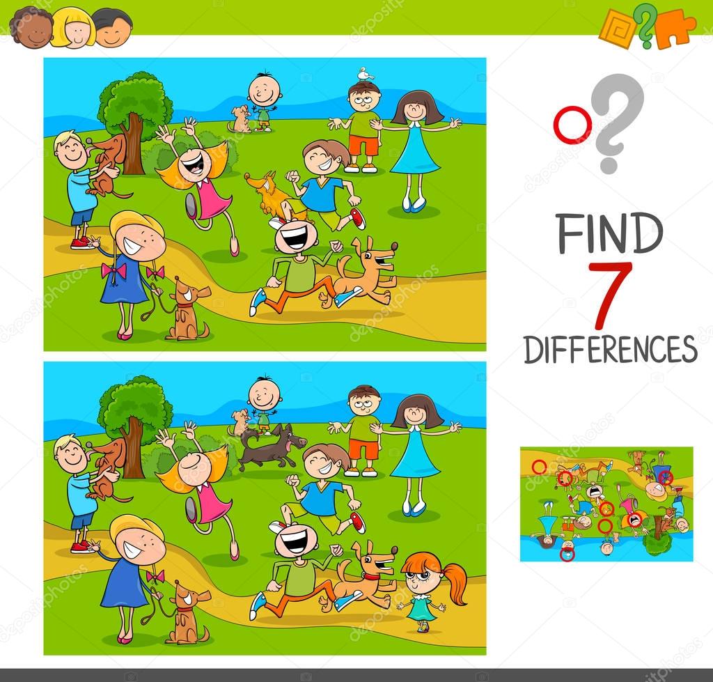 find differences with kids and dogs characters