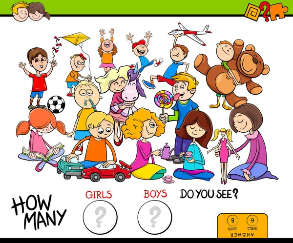 Counting girls and boys educational game — Stock Vector