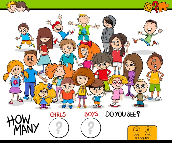 Számolás a lányok és fiúk oktatási tevékenység — Stock Vector