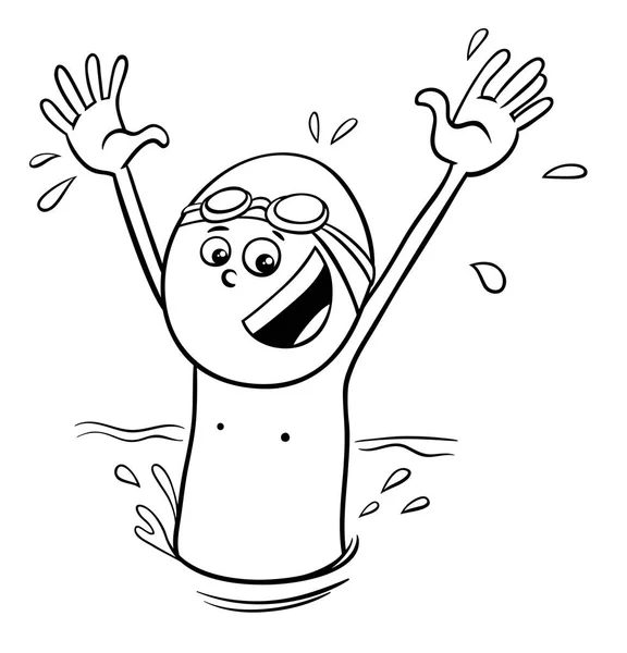 Cartoon swimming boy character coloring book Stock Vector