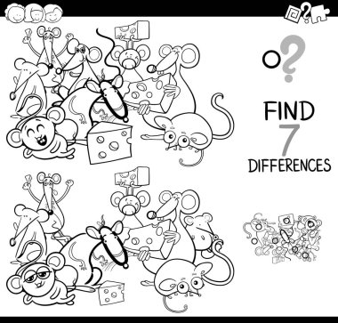 Fareler karakter renkli kitap ile farklılıklar oyunu