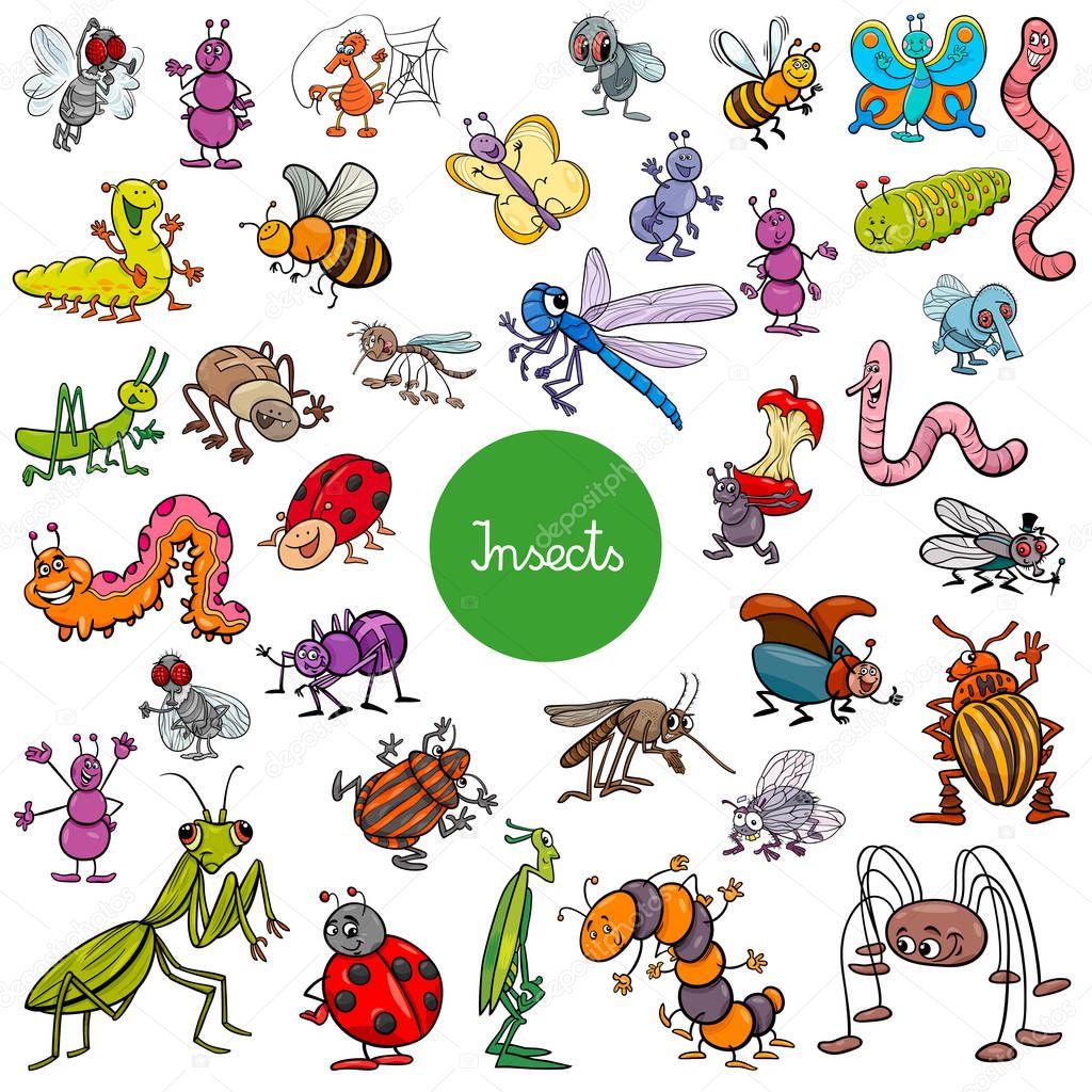 cartoon insects animal characters big set