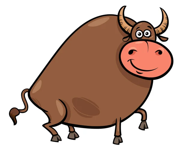 Boğa çiftlik hayvan karakter karikatür çizimi — Stok Vektör