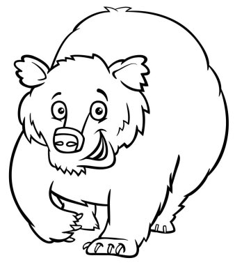 çizgi film ayı hayvan karakter boyama kitabı