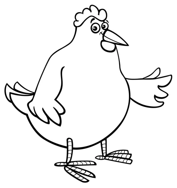 Gallina personaje animal dibujos animados color libro — Vector de stock