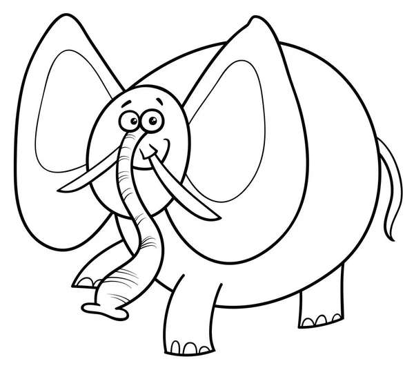 Libro di colore del personaggio del cartone animato elefante africano — Vettoriale Stock