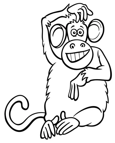 Engraçado macaco personagem cartoon colorir livro — Vetor de Stock