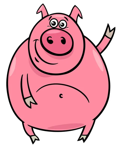 Ilustración de dibujos animados de personaje de cerdo o cerdo — Archivo Imágenes Vectoriales