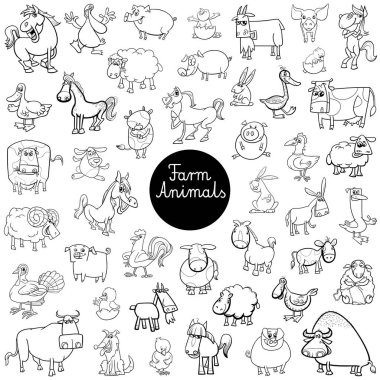 çiftlik hayvan karakter renkli kitap ayarla