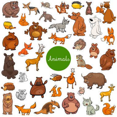 çizgi film vahşi hayvan karakteri büyük kümesi