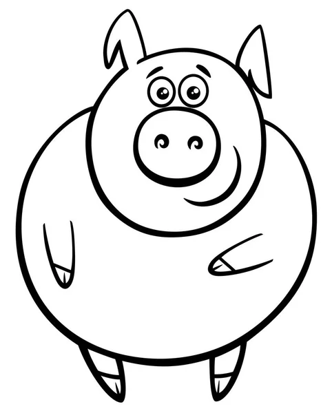 Bonitinho porco desenho animado personagem livro de cores — Vetor de Stock