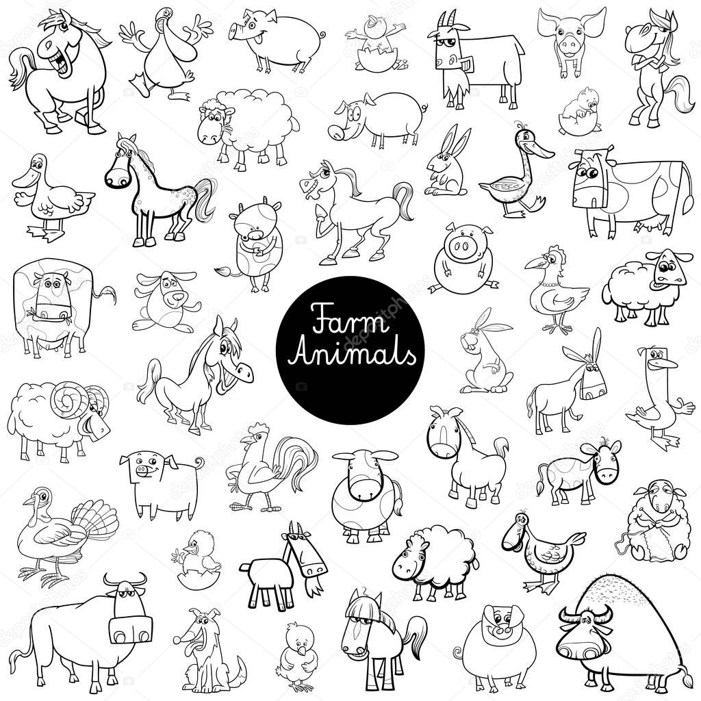 farm animal characters set color book