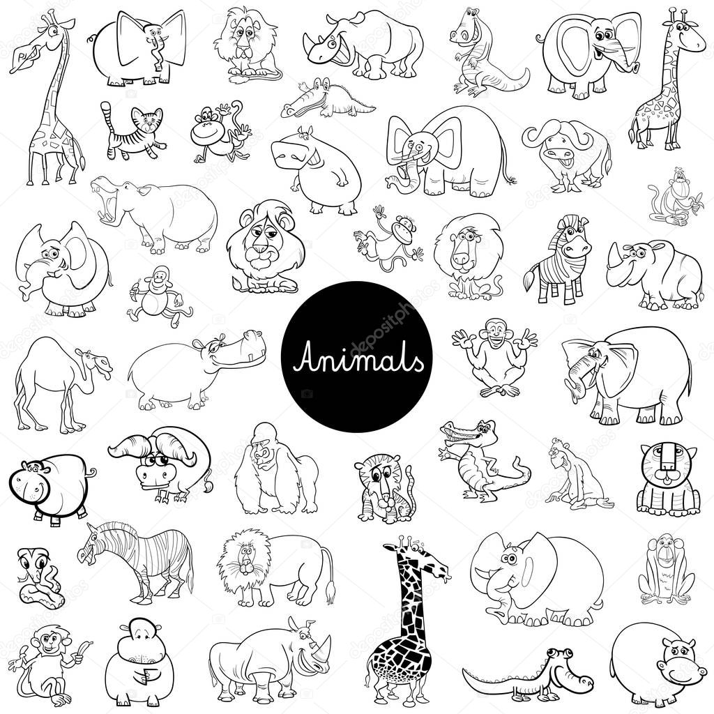 wild animals characters set color book