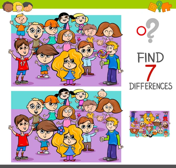 Megtalálni a különbségeket a gyermekek karakterek — Stock Vector