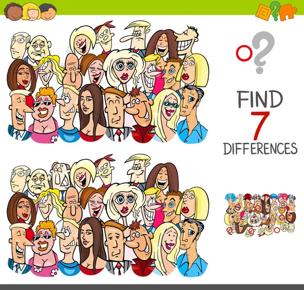 Megtalálni a különbségeket játék az emberek karakterek — Stock Vector