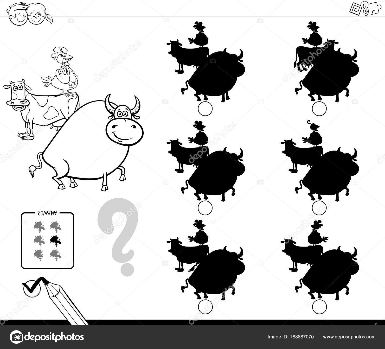 Download Farm Animals Shadows Game Coloring Book Vector Image By C Izakowski Vector Stock 188887070