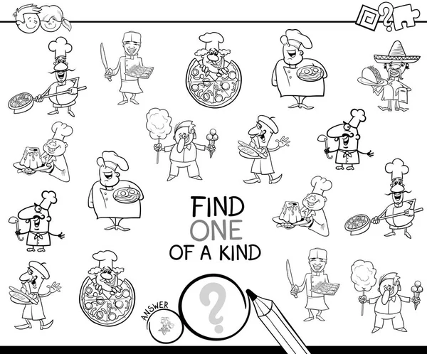 One of a kind game with chefs coloriage page — Image vectorielle