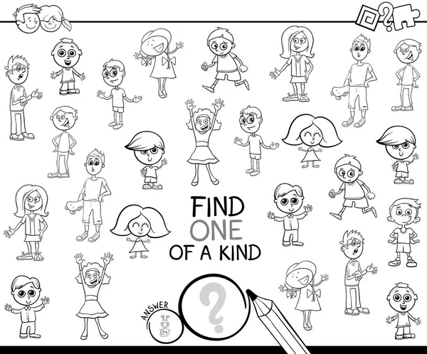 Un jeu unique avec livre de couleurs de personnages pour enfants — Image vectorielle