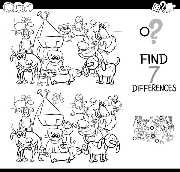 Jeu de différences avec des chiens livre à colorier — Image vectorielle