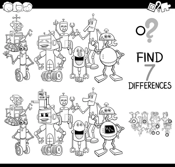Robot karakter renkli kitap ile farklılıklar oyunu — Stok Vektör
