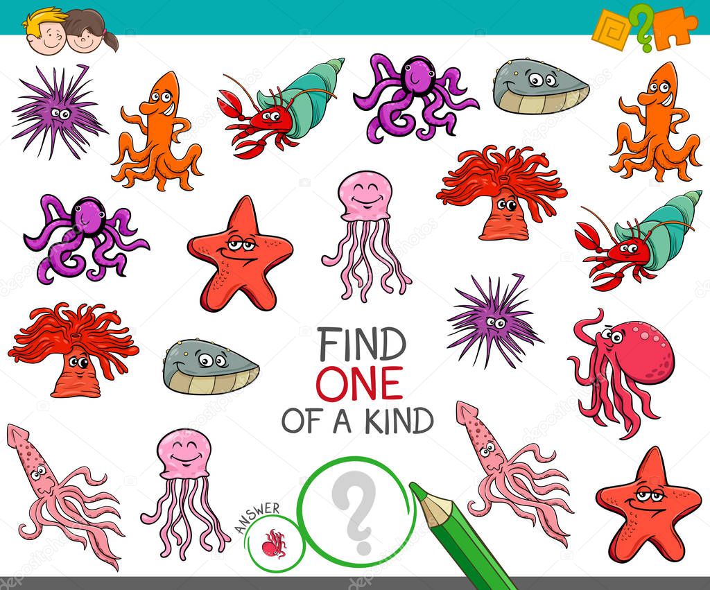 find one of a kind game with sea life animals