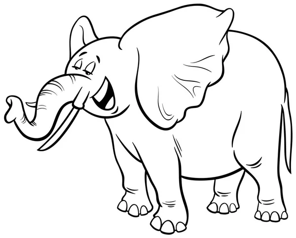 Libro para colorear personaje de dibujos animados elefante africano — Vector de stock