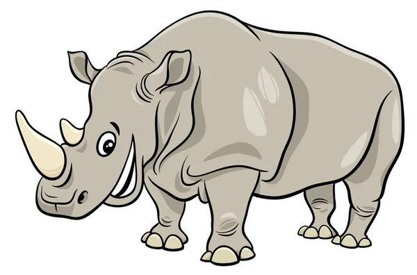 Lustige Nashorn Tier Zeichentrickfigur — Stockvektor