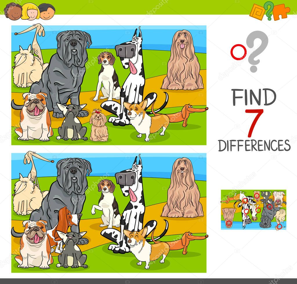 find differences game with dog characters
